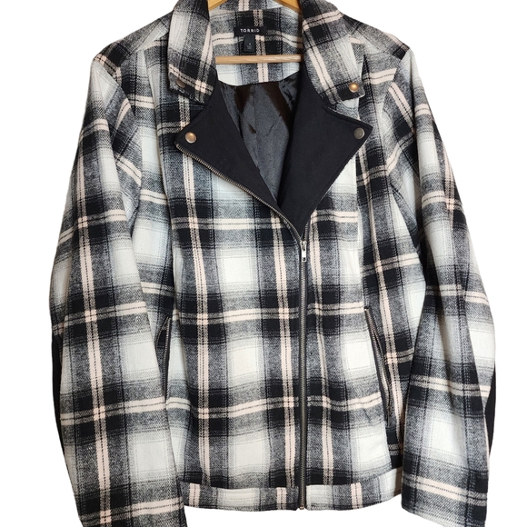Torrid wool-blend FLANNEL MOTO JACKET - Picture 5 of 16
